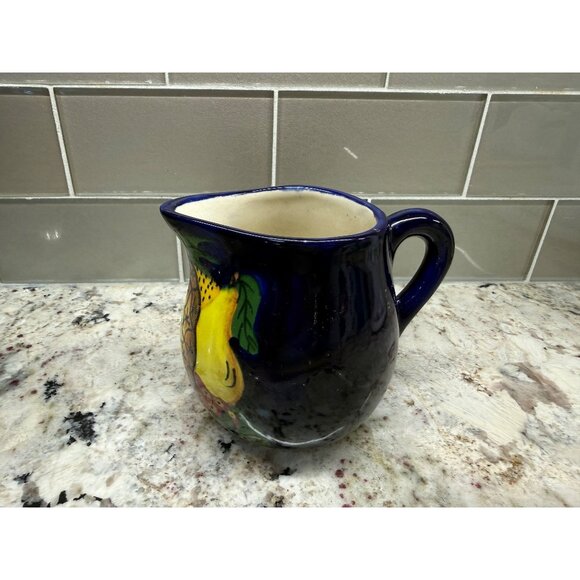 VTG Tonala Hand-Painted Mexican Ceramic Sm Pitcher pineapple Fruit Cottagecore - Picture 8 of 9